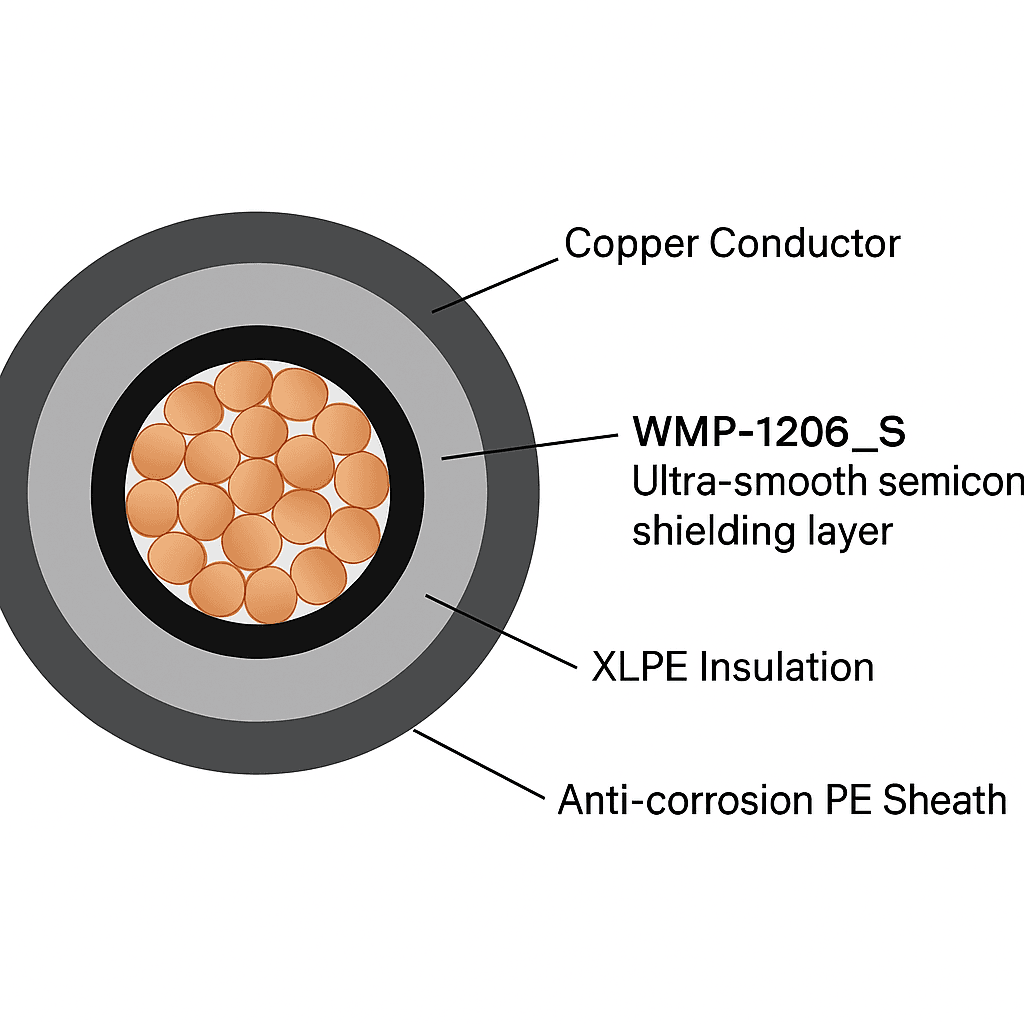 WMP-1206_S: Ultra-smooth semiconductive shielding material for cables up to 72.5kV